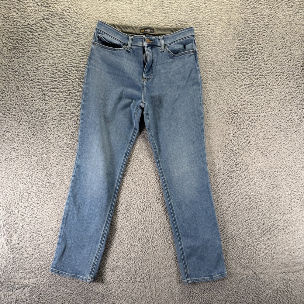 Lee Jeans Womens 10 Blue Cotton Denim Straight Slim Travel Streetwear Stretch